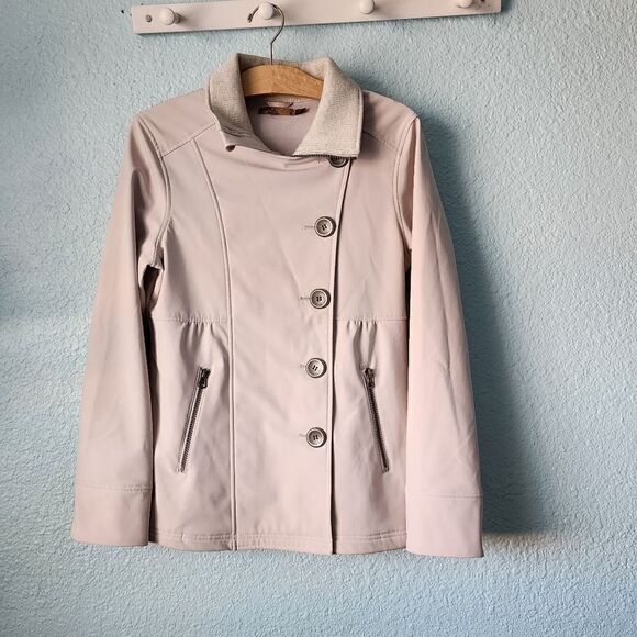 Prana mock neck zip up button front oatmeal jacket - Picture 2 of 15